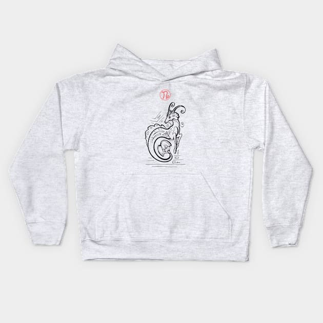 Capricorn Zodiac Sign Kids Hoodie by Yulla